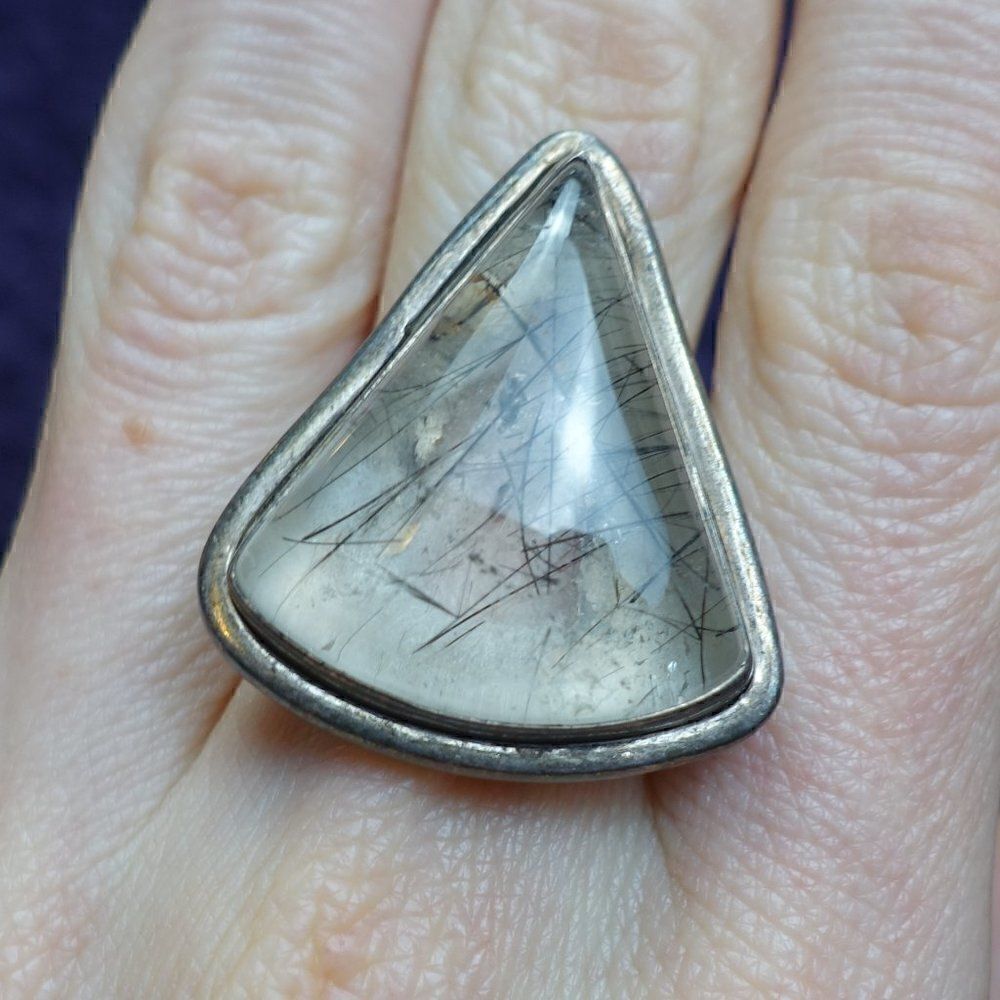 ritulated/tourmalated quartz in sterling silver